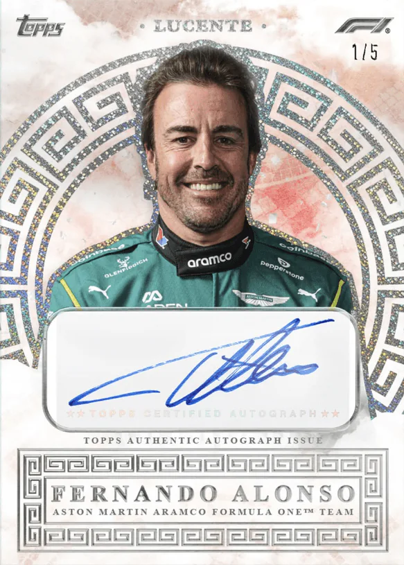 Carte autographe Lucente de Fernando Alonso, Topps Eccellenza F1 2026