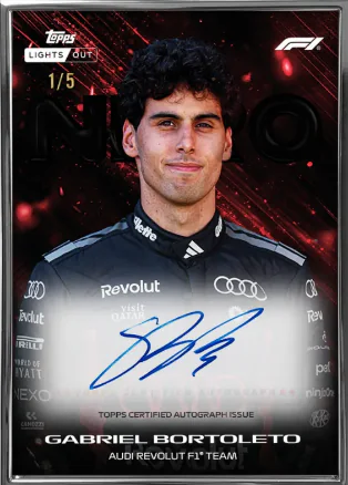 Carte autographe /5 de Gabriel Bortoleto, Topps Lights Out F1 2026