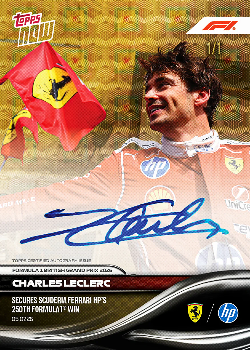 Carte Topps Now F1 2026 n°44 de Charles Leclerc 1/1 – GP de Grande-Bretagne