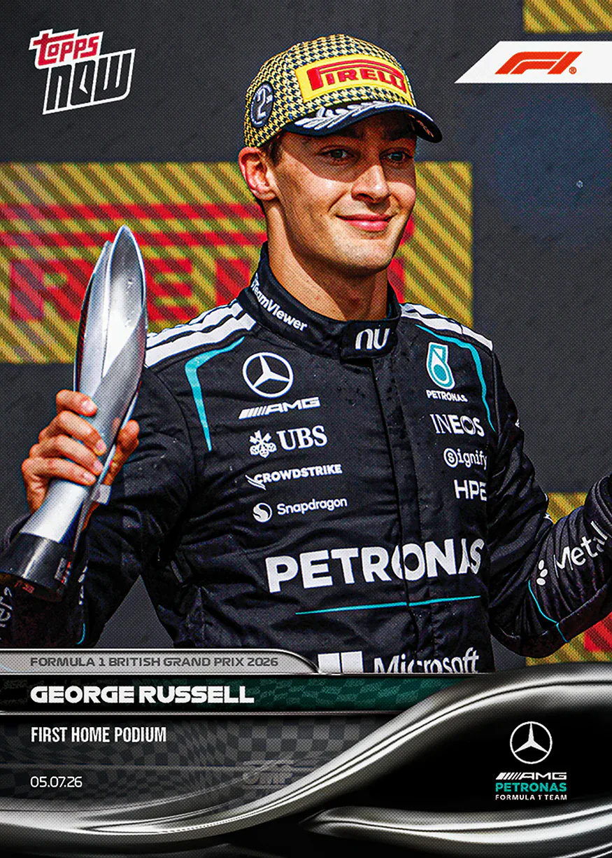 Carte Topps Now F1 2026 n°45 de George Russell – GP de Grande-Bretagne