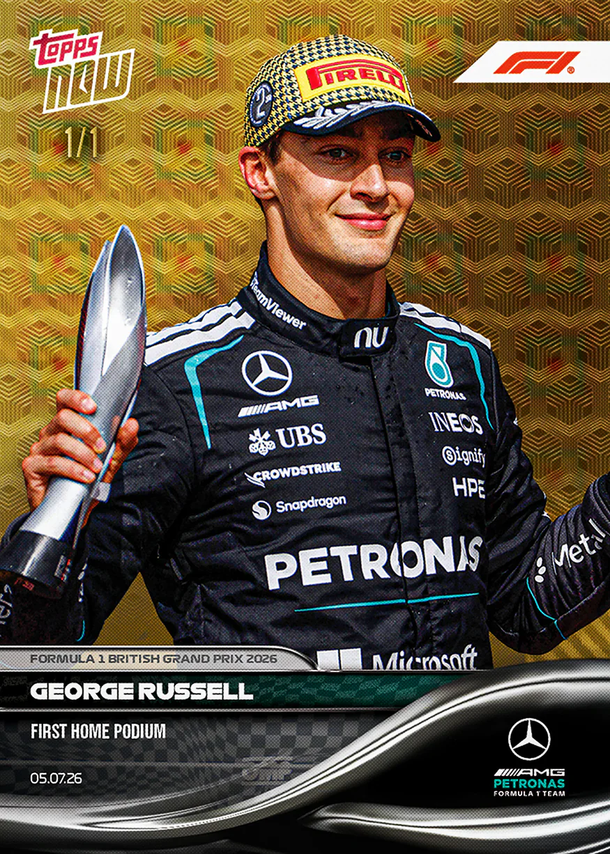 Carte Topps Now F1 2026 n°45 de George Russell 1/1 – GP de Grande-Bretagne
