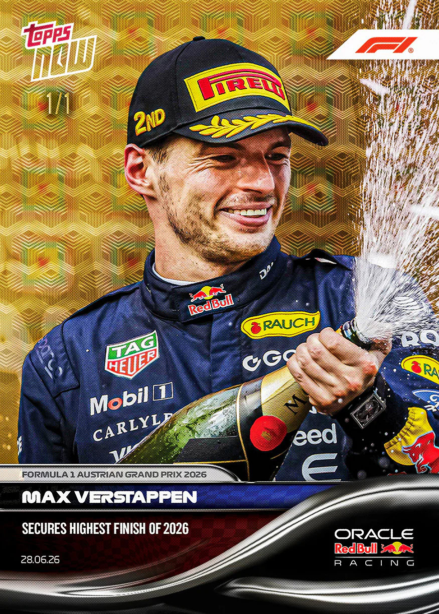 Carte Topps Now F1 2026 n°43 de Max Verstappen 1/1 – GP d’Autriche