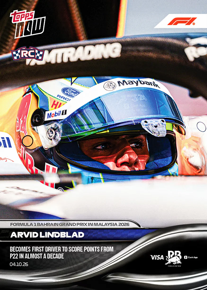 Topps Now F1 2026 Arvid Lindblad carte 66 (RC)