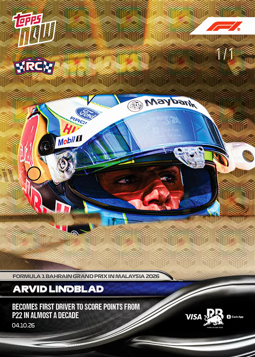 Topps Now F1 2026 Arvid Lindblad carte 66 1/1 (RC)