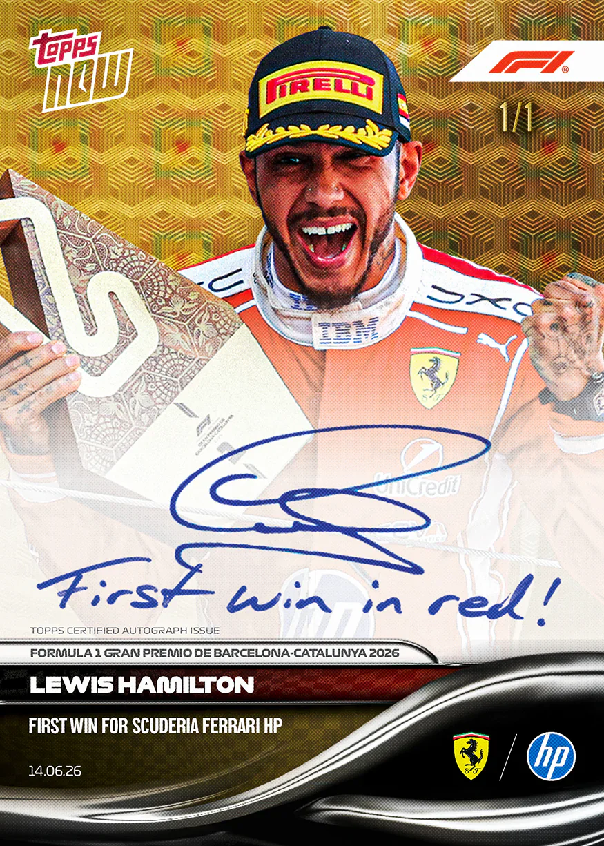 Carte autographe Topps Now F1 2026 de Lewis Hamilton – GP de Barcelone