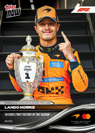 Carte Topps Now F1 2026 n°51 de Lando Norris – GP de Hongrie