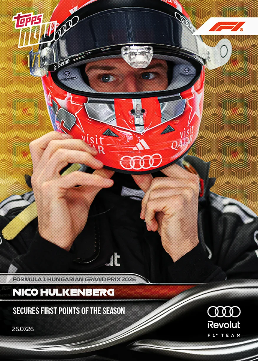 Carte Topps Now F1 2026 n°52 de Nico Hülkenberg 1/1 – GP de Hongrie