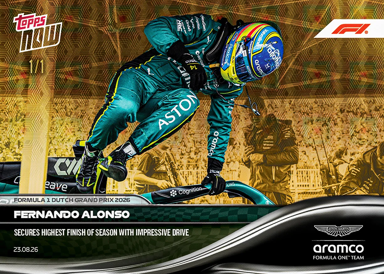 Carte Topps Now F1 2026 n°54 de Fernando Alonso 1/1 – GP des Pays-Bas