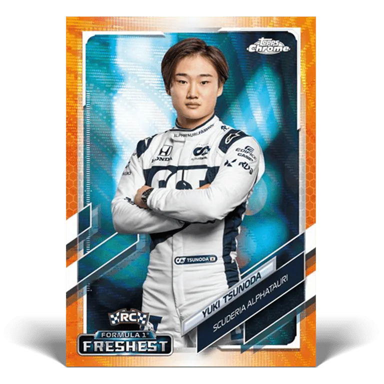 Carte de base parallèle Gold Wave d’Yuki Tsunoda, Topps Chrome F1 2021