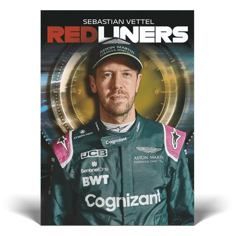 Carte insert Redliners parallèle rouge de Sebastian Vettel, Topps Chrome F1 2021