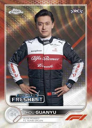 Carte de base F1 Freshest parallèle rouge de Zhou Guanyu, Topps Chrome F1 2022