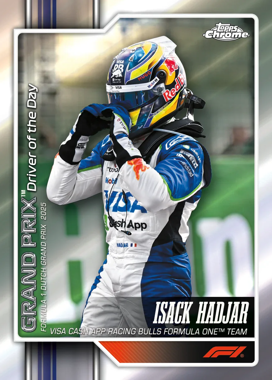 Carte Grand Prix Driver of the Day d’Isack Hadjar, Topps Chrome F1 2026