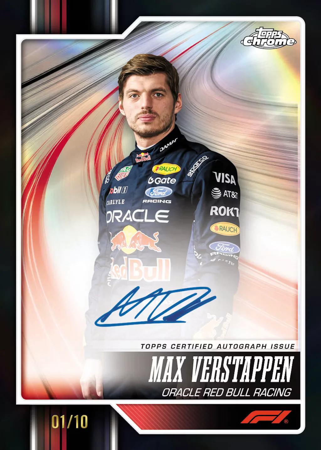 Carte autographe parallèle Black de Max Verstappen, Topps Chrome F1 2026