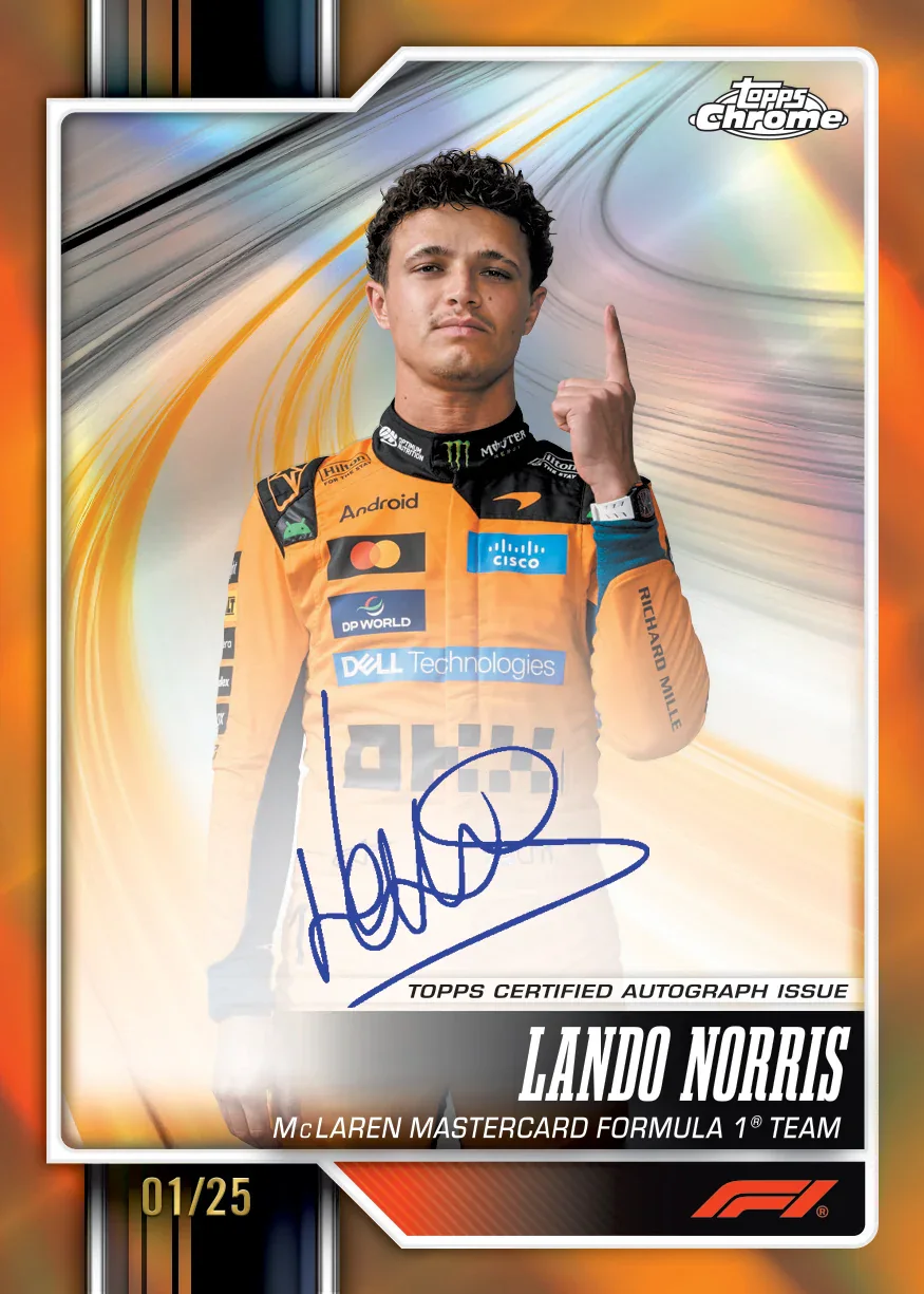 Carte autographe parallèle Orange de Lando Norris, Topps Chrome F1 2026