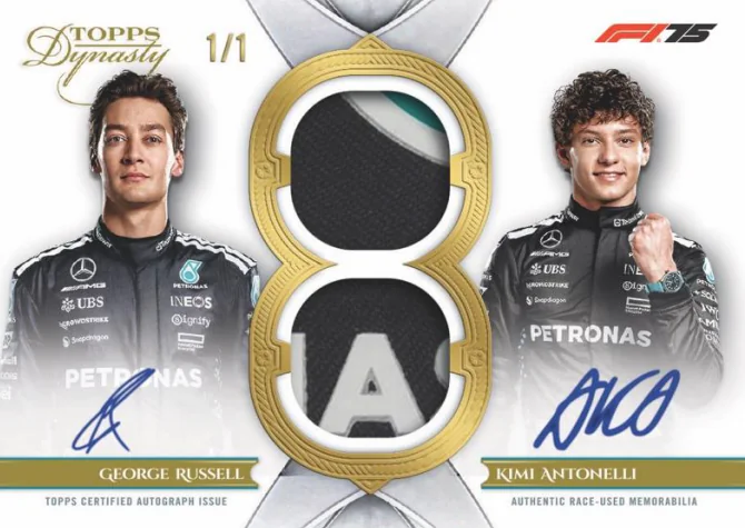 Carte Gold Constructor Team Dual Relic de Mercedes, Topps Dynasty F1 2025