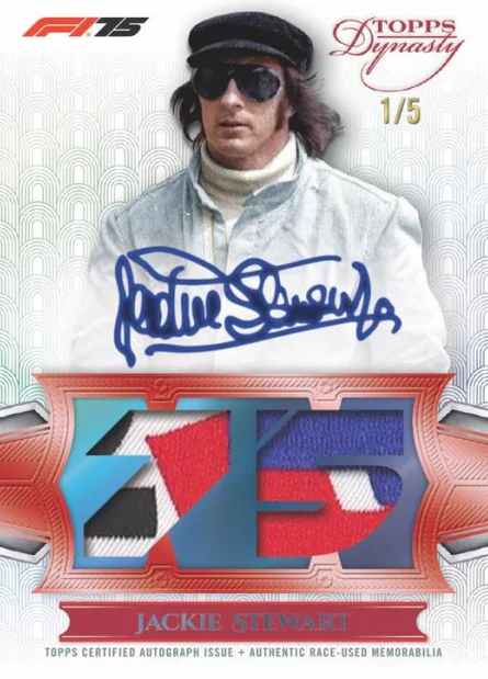 Carte Red Legendary 75 Patch de Jackie Stewart, Topps Dynasty F1 2025