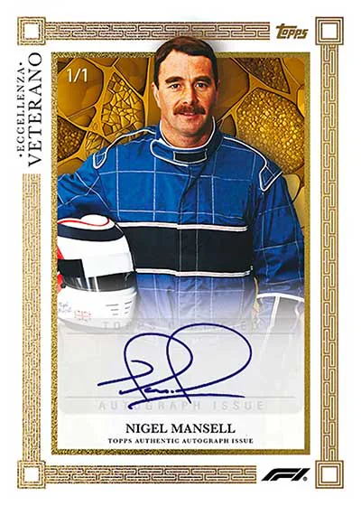 Carte autographe Veterano parallèle dorée de Nigel Mansell, Topps Eccellenza F1 2023