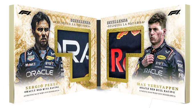 Carte Reliquia La Squadra Book parallèle dorée de Red Bull, Topps Eccellenza F1 2024