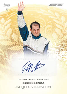 Carte autographe parallèle dorée de Jacques Villeneuve, Topps Eccellenza F1 2025