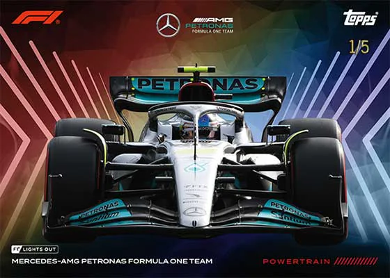 Carte Powertrain parallèle Rainbow Foil de Mercedes, Topps Lights Out F1 2022