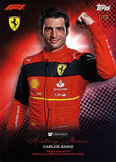 Carte History Maker parallèle rouge de Carlos Sainz, Topps Lights Out F1 2022